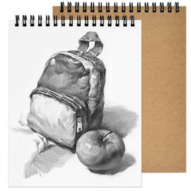 Pack of 2 A4 Sketchbook, 160 GSM / 60 Pages Sketch Book Notebook, Spiral Bound Sketch Pad, Kraft Cover Notepad Drawing, Blank Drawing Book for Landscape, Artist Painting, Watercolour