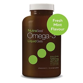 Natures Way NutraSea Omega3 Geles Lquidos 150 cpsulas de Menta Fresca - Suaves de Alta Potencia con 1 250 mg EPA DHA, Sin Eructos, Sabor Refrescante  