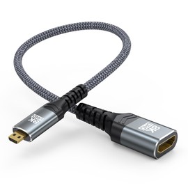 ZeniKon 8K Micro HDMI to HDMI Adapter, HDMI to Micro HDMI 8K@60Hz 4K@120Hz Micro HDMI Male to HDMI 2.1 Female Adapter High Speed 48Gbps, 3D, HDR10, Dolby for Camera, Raspberry Pi 5/Pi 4, Sony, Nikon