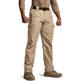 CQR Men's Tactical Pants, Water Resistant Ripstop Cargo Pants, Lightweight EDC Work Hiking Pants, Outdoor Apparel, Raider Khaki, 30W x 30L
