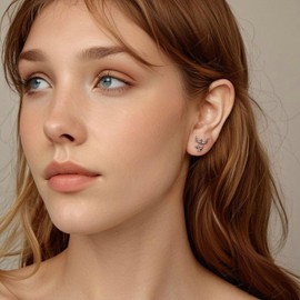 Kerraom 925 Sterling Silver Corgi Cat Butterfly Phoenix Cute Earrings for Women Girls Cartoon Animal Stud Earrings, Silver, Cubic Zirconia