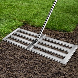 Lawn Leveling Rake 30 "x10 Stainless Steel Lawn Leveling Tool Heavy Duty Labor Saving,for Patio Garden Golf Course, Easy to Level Soil Sand Surface
