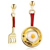 ANDPAI Cooking Baking Chef Charms Earrings Frying Pan Fried Egg