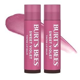 Burt's Bees - Bálsamo labial para rellenar los calcetines, fórmula de bálsamo tintado 2 en 1 de larga duración, infusión de color con manteca de karité hidratante, violeta dulce (paquete de 2)
