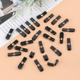 26pcs Zipper Pull Cord Ends Shoe Lace End Clips Cord Lock Zipper Pull Replacement Pulls Tabs Shoe String Caps Shoes Lace Tie Locks for Drawstrings, Paracord, Pouch, Clothing and Bags(Black)