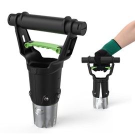 Gardtech Bulb Planter with Depth Mark for Digging, Garden 4 inch Depth Transplanter Tool with Short Wooden Handle, Stainless Steel Seed Release for Planting Tulips, Gloxinia