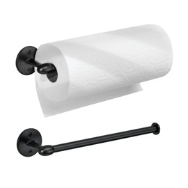 iDesign Orbinni Wall Mount, Paper Towel Roll Holder for Kitchen and Bathroom-Set of 2, Matte Black