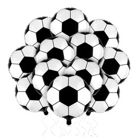 12 Pieces 18 inches Soccer Balloons Soccer Themed Party Decorations Foil Mylar Soccer Ball Balloons for Birthday Sports Graduation Party Decoration