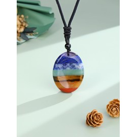 Jovivi Healing Crystal Chakra Necklace for Women Crystal Jewellery for Women Necklace 7 Chakra Thumb Worry Stone for Anxiety Relief Pendant Necklace Gifts