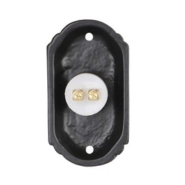 A29 Black Powder Coated Cast Iron Doorbell Button – 2 5/8" x 1 1/2" – Recess Mount, Antique Design, Wired for Two-Wire Chimes, Weather Resistant, Easy DIY Installation