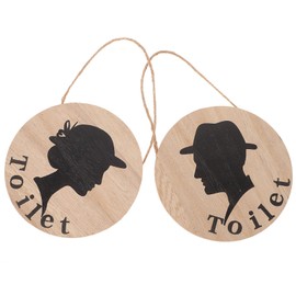 Operitacx 2pcs Bathroom Signs for Door Sprayer Bowl Bath Signs for Bathroom Decor Dispenser Heated Wall Decor Restroom Sign Elongated Household Decor Toilet Bathroom Decor Wall Funny Wood