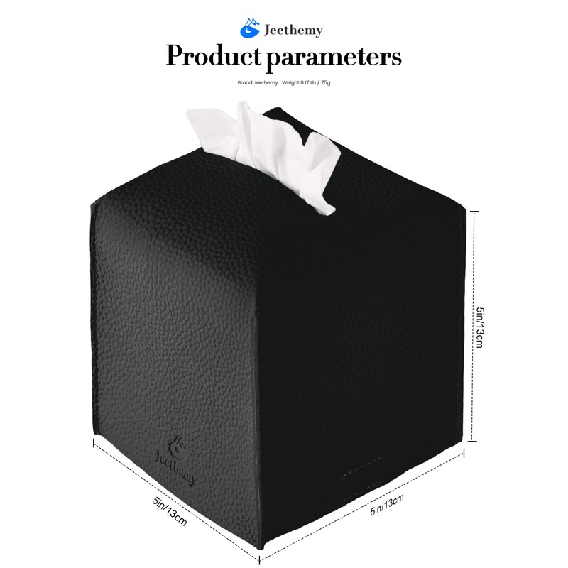 Tissue Box Cover, Jeethemy Square PU Leather Tissue Box Holder,