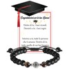 DPKOW Graduation Gifts for Him, Black Adjustable Bracelet with Compass