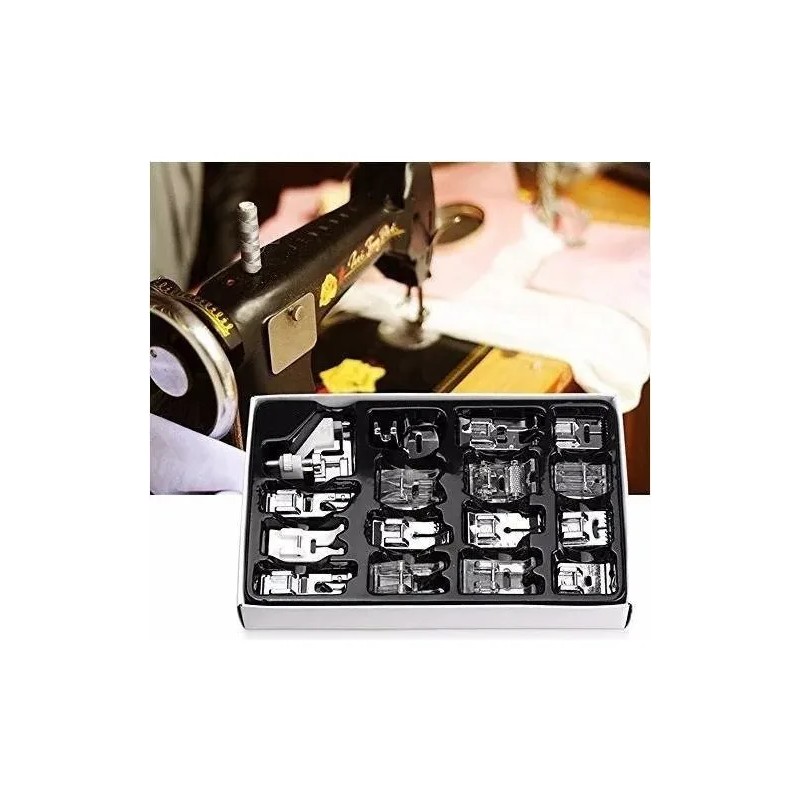 Kit Multifuncional 16 Prensatelas Repuesto Máquina Domestica