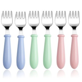 Witbicg Baby Cutlery Set, Learning Spoon, Children's Cutlery, Baby Spoon, Self-Eating, Children's Spoons and Forks, Self-Feeding, BPA-Free and Dishwasher Safe (A) Pack of 6