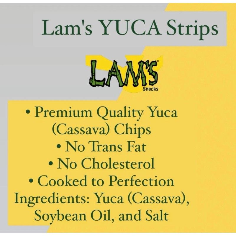 LAM'S Plantain Strips, Premium, Chips, Yuca strips, Keto, 2.5 oz