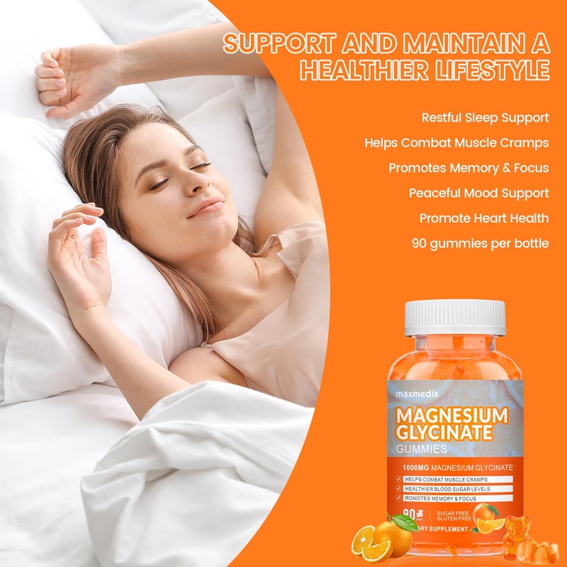 Magnesium Gummies 1000mg -Magnesium Glycinate Supplement and Magnesium L-Threonate Gummy,Sugar