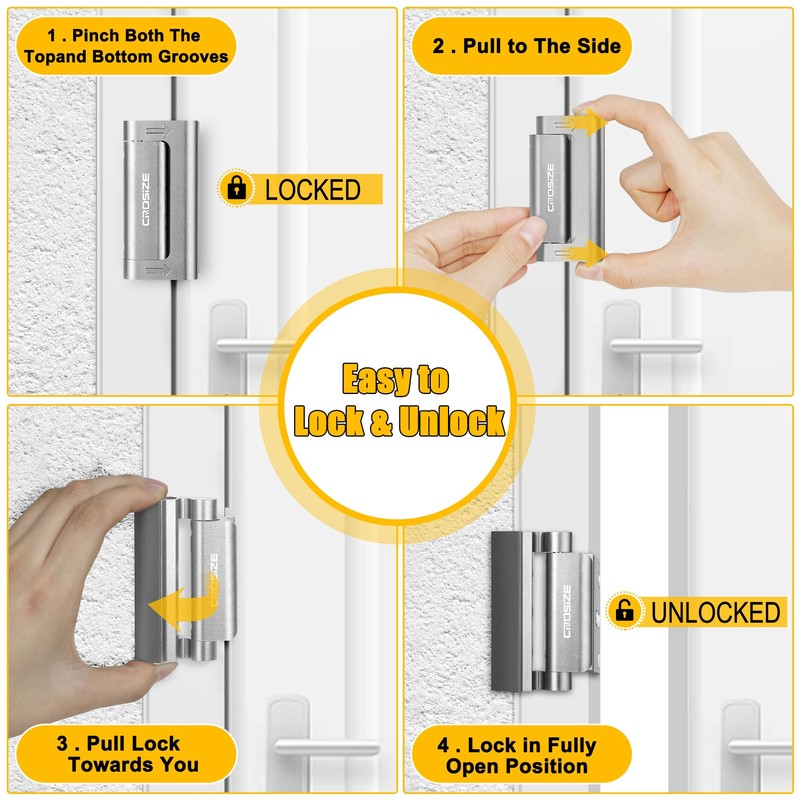 Home Security Door Lock, Upgraded Metal Door Reinforcement Lock, 3"
