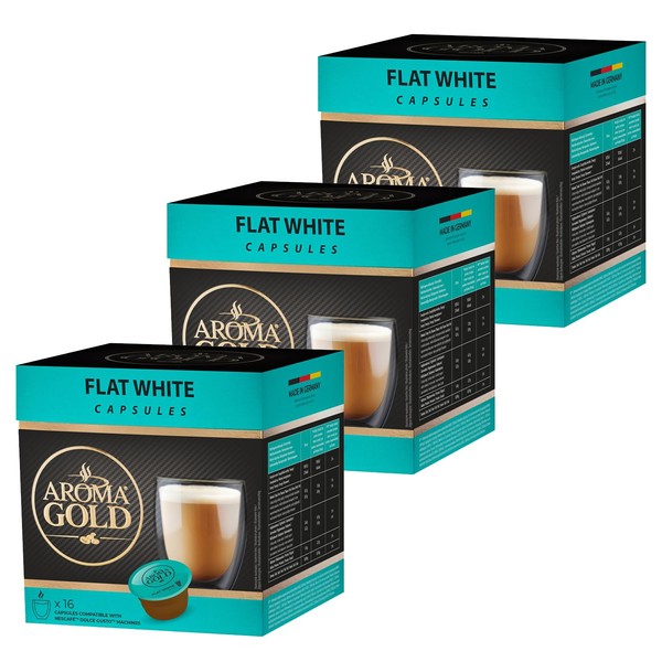 AROMA GOLD Flat White Coffee Pods 187g, 48 Capsules –