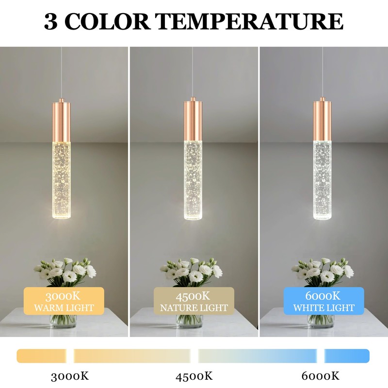 Upfelw 3-Pack Modern Crystal Pendant Light for Kitchen Island, Elegant