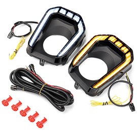 Astra Depot Compatible for 2016-2023 Toyota Tacoma LED DRL Daytime Running Light Dynamic Turn Signal Lamp + Fog Light Bezel TO1039195 5212704020 TO1038195 5212804020
