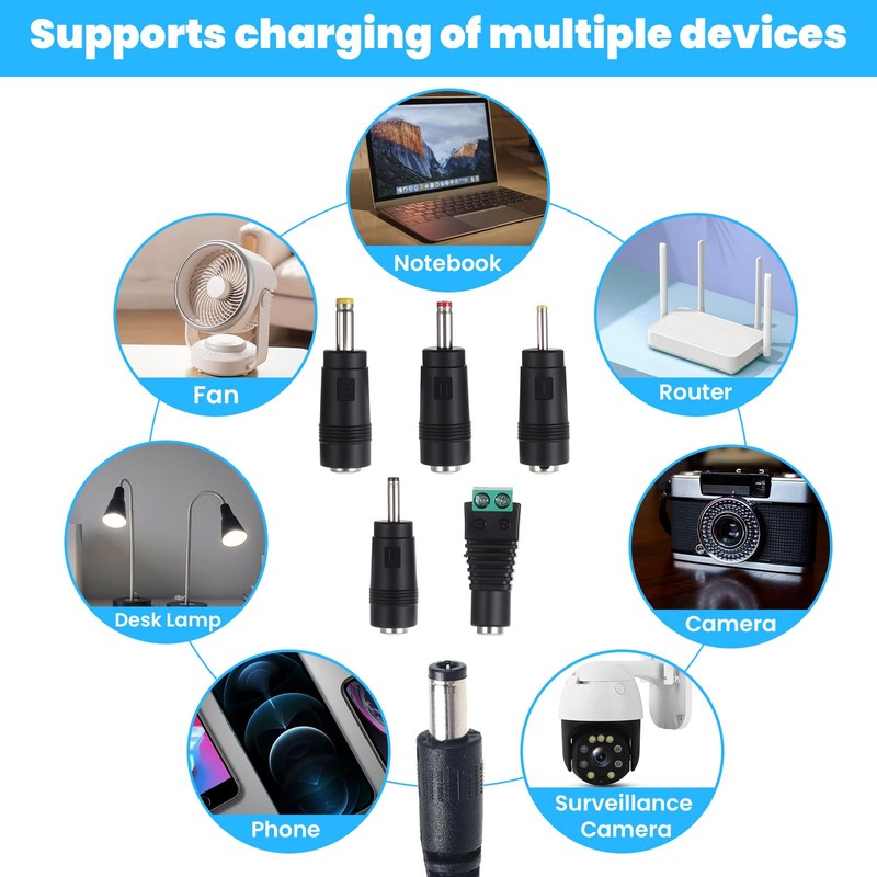 DC Adapter Plug, 11 Pcs Universal 5.5 mm x 2.1