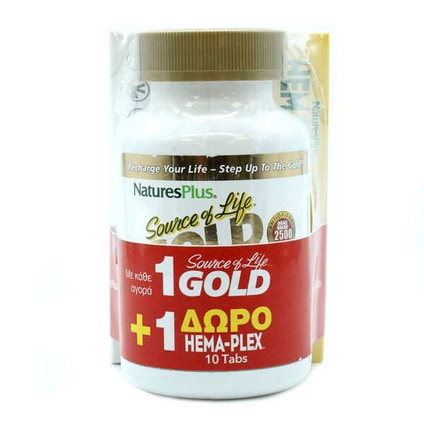Nature's Plus Source of Life Gold 90 δισκία + Hema-Plex Iron Slow Release 10 slow release tablets
