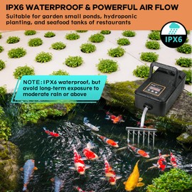 hygger IPX6 Rechargeable Aquarium Pond Air Pump, Powerful Quiet Tank Air Pump with Hose Air Stone Check Valve Adjustable Flow Diverter Valve for Fishing Yacht/Power Outages/Hydroponic (300GPH)