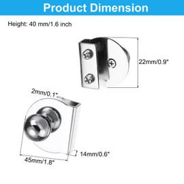 uxcell 2pcs Glass Door Pull Handles, Iron Door Clips Pull Handles with Screw Shower Glass Door Knob Handles for 5-8mm Glass Display Cabinet Furniture Cabinet Drawer Silver Tone