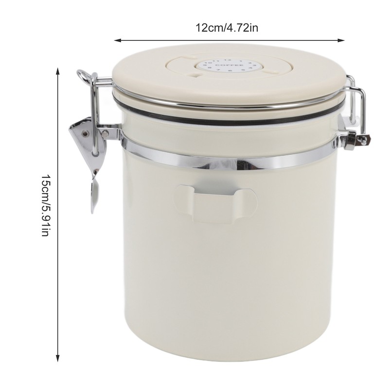 Airtight Coffee Canister 304 Stainless Steel Valve with Scoop for