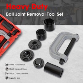 Jack Boss Ball Joint Press and U Joint Removal Kit, 10 PCS with Portable Storage Case of Bushing Press Kit Tools, Fits Most 2WD and 4WD Cars and Light Trucks