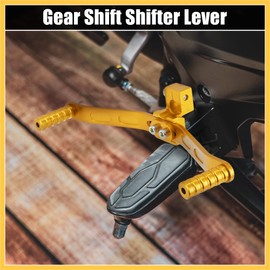 REPAIROCK 11mm Universal Adjustable Motorcycle Dual Way Gear Shift Lever Footrest Pedal Shifter Adapt Refit Accessories 50cc-160cc CNC Aluminum Alloy Gold Tone Auto Replacement Parts