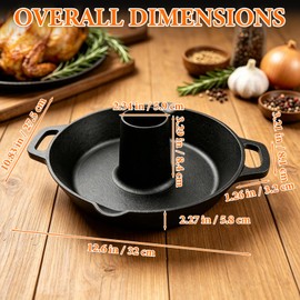 Vertical Cast Iron Chicken Roaster with Drip Pan for Juicy Turkey
