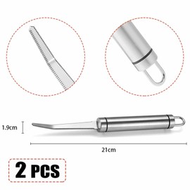 2 Pack Grapefruit Cutter Curved Grapefruit Cutter Stainless Steel Peeler with Serrated Edge, Kitchen Fruit Peeler Curved Carving Tool for Kiwi, Mango, Dessert, Apple, Citrus Fruit,Orange Peeler Tool