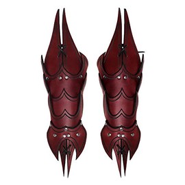 Andracor - Scale Arm Splint Demon - Unusual Leather Arm Guard with Hand Guard and Spikes - Red - LARP Medieval Steampunk & Cosplay