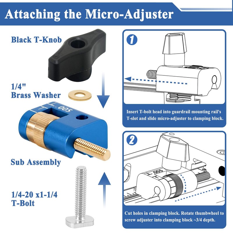 KMS7215 Micro-Adjuster, Compatible with Precision Band Saw Fence, Minimum Adjustment