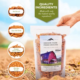 Oregon Farm Fresh Snacks Timberline Trail Spicy Mix - Spicy Nuts And Cajun Sticks Trail Mix - Game Night Snacks In Resealable Bag - Hand-Blended Hot & Savory Snack Pack (16oz)
