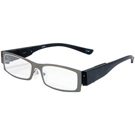 ライト付 リーディンググラス [老眼鏡] [シニアグラス] ガンメタル LED ライト付き 軽量 スタンダード +2.00