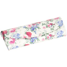 Nagoya Glasses 2163-02 White Compact Rose Pattern Stylish Semi-Hard Case