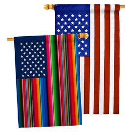 American Flags Mexican Serape Blanket Flag for Outside House Banner Wall Hanging Décor Balcony Bandera para Mexico USA Poster Independence Day Prade 4th of July Decoration Gift Canvas US Tapestry