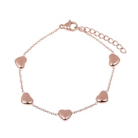 LuckyLy Pulseras Mujer con Dijes de Corazón, Brazalete de Acero Inoxidable con Baño Oro Rosa 18k – Joyería y Accesorios, Regalos para Mujer Cumpleaños y Regalos para Novia San Valentín, Betsy Oro Rosa