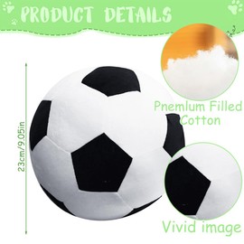 ZPSOSPZ Football Plush Football Throw Pillow, Plush Football Toy, Round Cotton Stuffed Soccer Vivid Soccer Pillow Back Cushions Doll For Home Office Sofa Decoration Kids Gifts Black And White 23 Cm