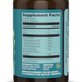 Sunwarrior Vegan Omega 3 DHA & EPA Supplement Algal Oil Preferred Alternative to Fish Oil Supports Brain Eye Joint & Heart Health (60 Count)