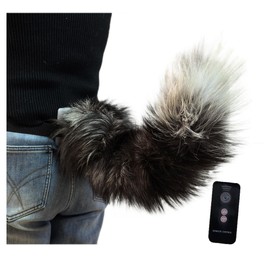 [SCLMRO] Electric Foxtail Cosplay Faux Fur with Remote Control Cosplay Accessories Black White Brown (Black)