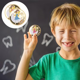 Toddmomy 2pcs Tooth Fairy Coins Reward Commemorative Coin Money Novelty Coin Lost Teeth Reward No Fading Tooth Coin Gift for Lost Tooth Kids