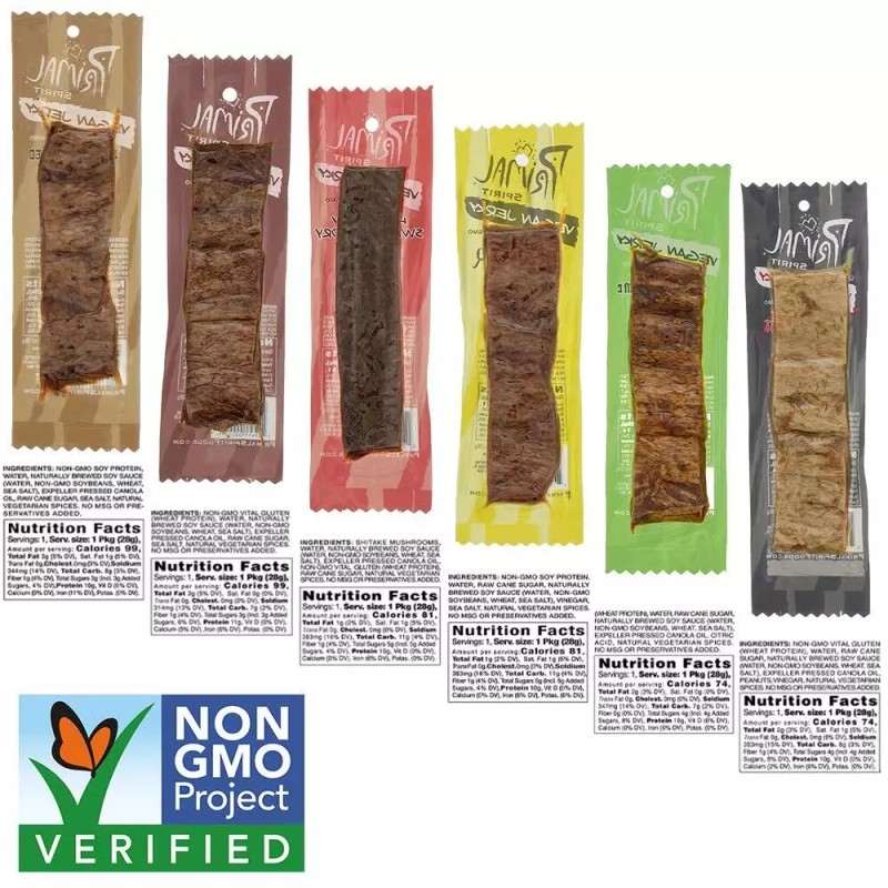 Primal Spirit Foods Vegan Jerky Sampler Pack 24 Ounces 6