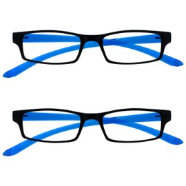 UV Reader Schwarz Leuchtend Blauen Nacken-Lesebrille Wert 2er-Pack Frauen Herren UVR2PK020 +2,00