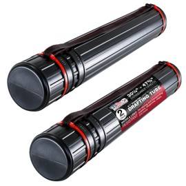 U.S. Art Supply Large Telescoping Drafting Tube (Pack of 2) - 4-7/8" Outside/4-1/2" Inside Diameter, Expands 30-1/4" to 47-3/4", with Shoulder Strap