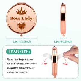 Boss Lady Makeup Mirror Boss Lady Birthday Christmas Thanksgiving Retirement Gifts Boss's Day Gift for Manager Leader Coworker Leaving Moving Gifts Compact Mirror Pocket Mirrors