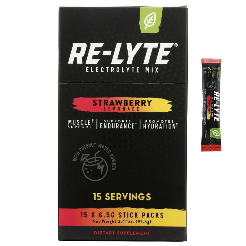 RELYTE Re-Lyte Electrolyte Drink Mix Strawberry Lemonade 15 Servings Packets